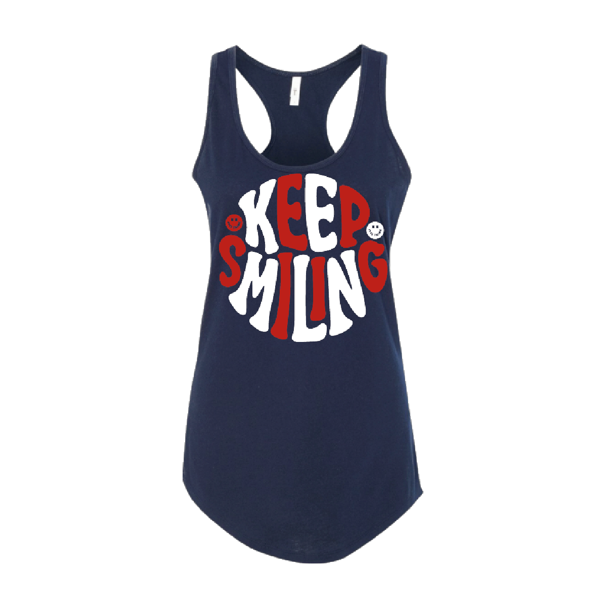 Keep Smiling Red White and Blue - Ladies Tank
