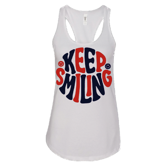 Keep Smiling Red White and Blue - Ladies Tank