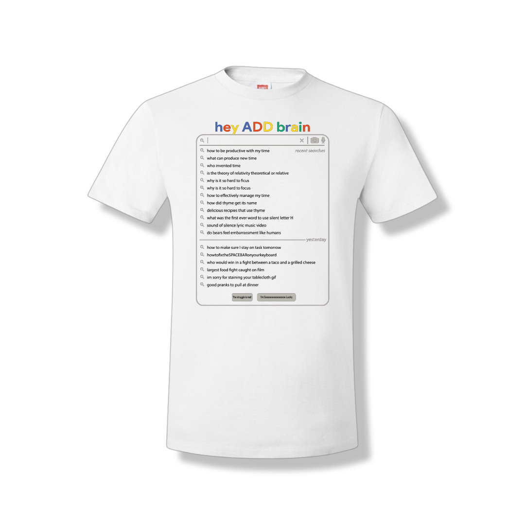 Unisex Hey ADD Brain T-shirt by The JT way featuring bold graphic design on a casual cotton tee.