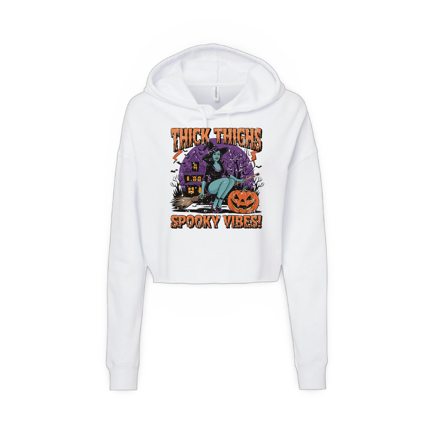 Thick Thighs Spooky Vibes (Ladies Crop Sweatshirt)