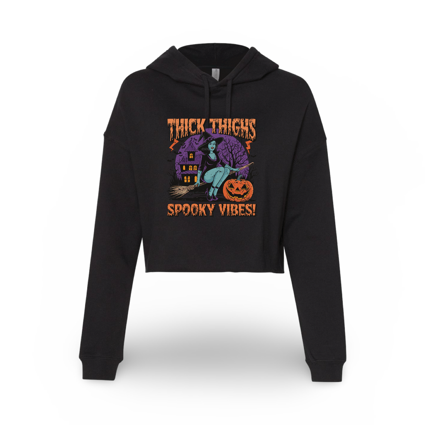 Thick Thighs Spooky Vibes (Ladies Crop Sweatshirt)