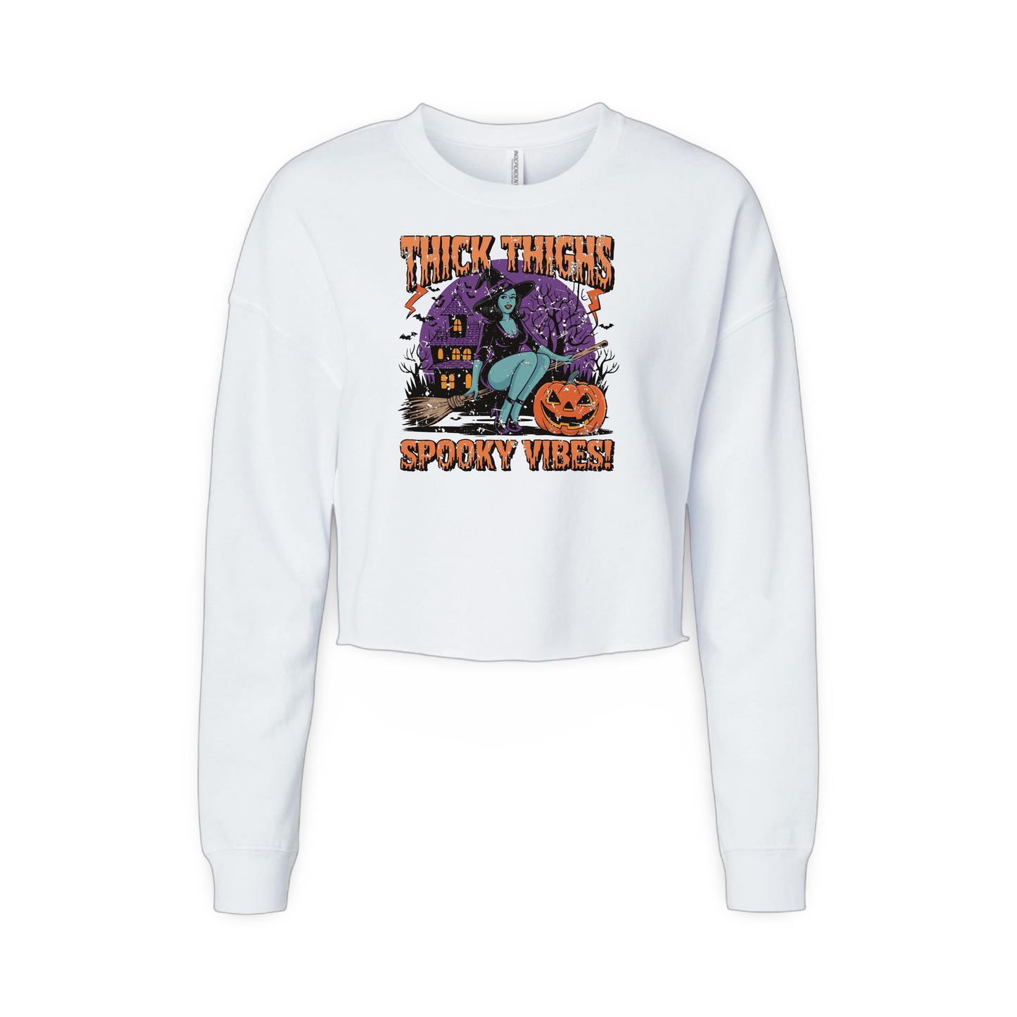 Thick Thighs Spooky Vibes (Ladies Crop Sweatshirt)