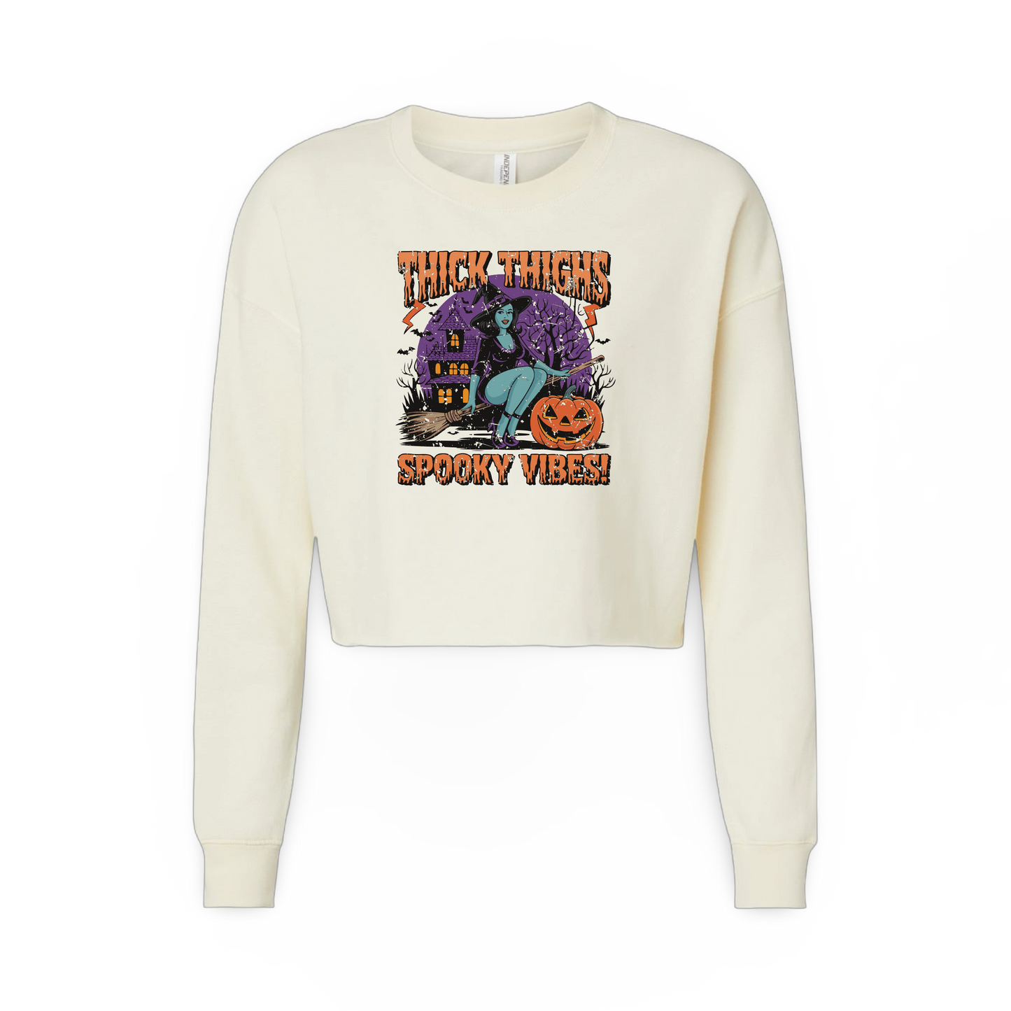 Thick Thighs Spooky Vibes (Ladies Crop Sweatshirt)