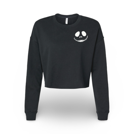 Jack-O'-Lantern Skellington (Ladies Crop Sweatshirt)