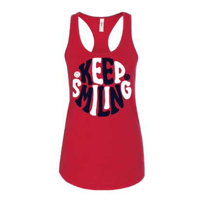 Keep Smiling Red White and Blue - Ladies Tank