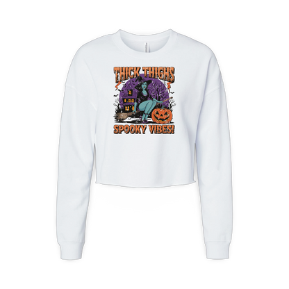 Thick Thighs Spooky Vibes (Ladies Crop Sweatshirt)