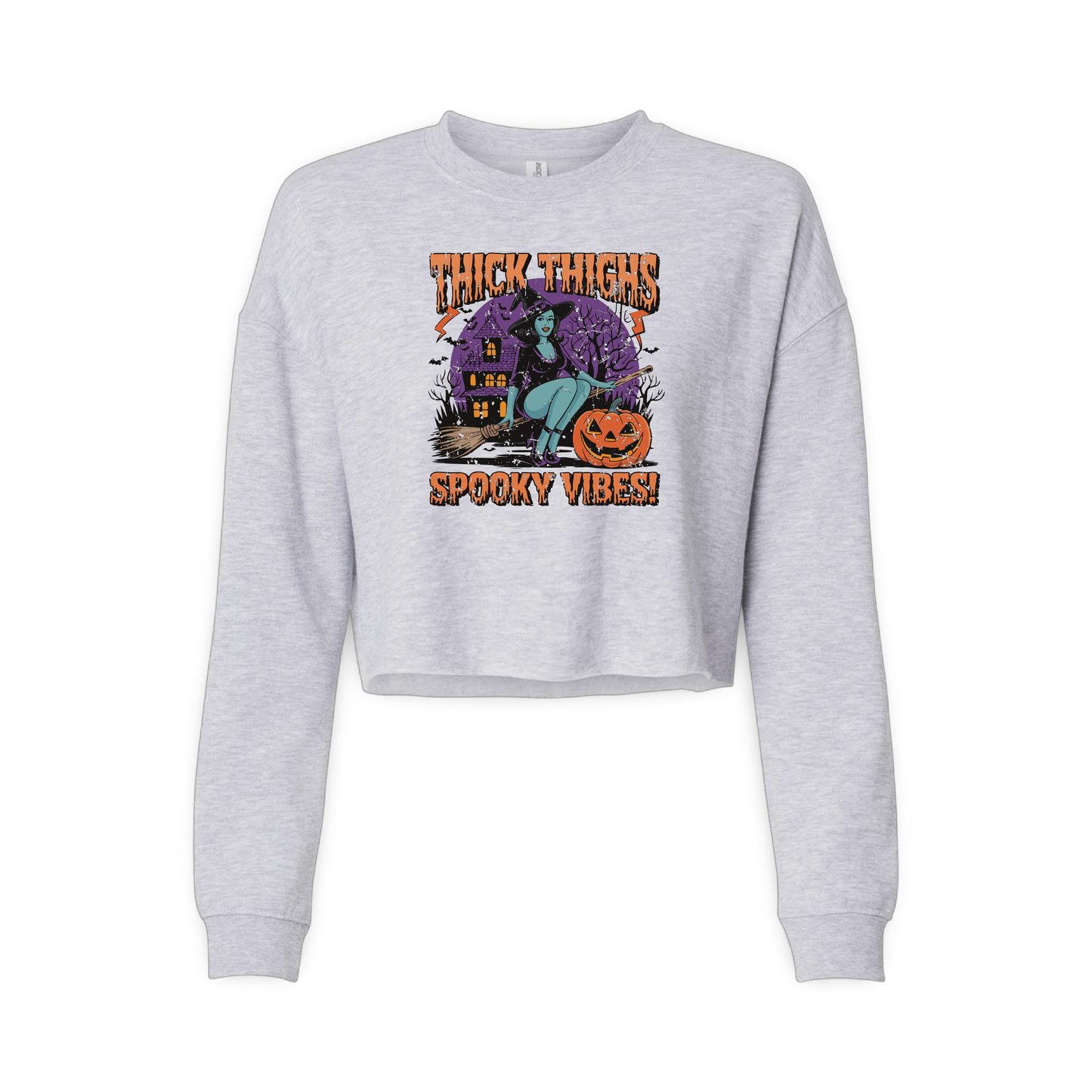 Thick Thighs Spooky Vibes (Ladies Crop Sweatshirt)