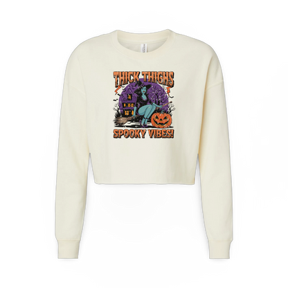 Thick Thighs Spooky Vibes (Ladies Crop Sweatshirt)