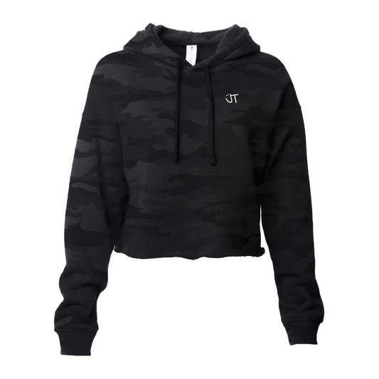 Light Weight Black Camo Cropped Hoodie